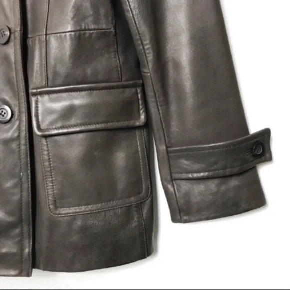 Gallery Genuine Leather Coat with Fur Trim small - Picture 4 of 8